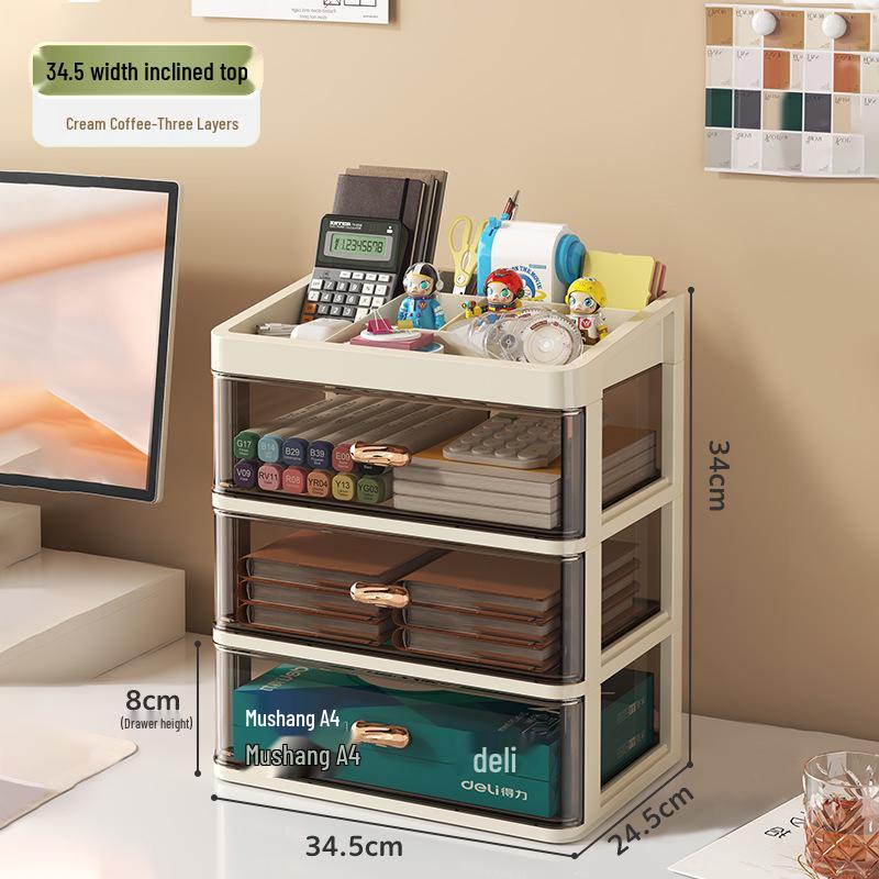 Transparent Multi-Layer Drawer Organizer for Office Desk Supplies