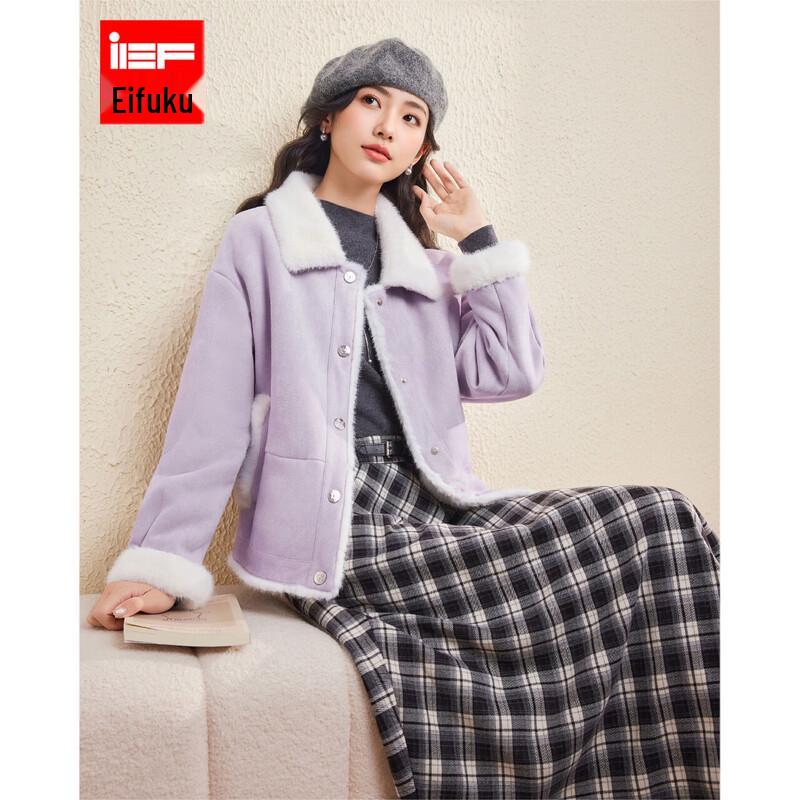 IEF Women s 2025 Winter Elegant Faux Leather Fur-Lined Short Coat S