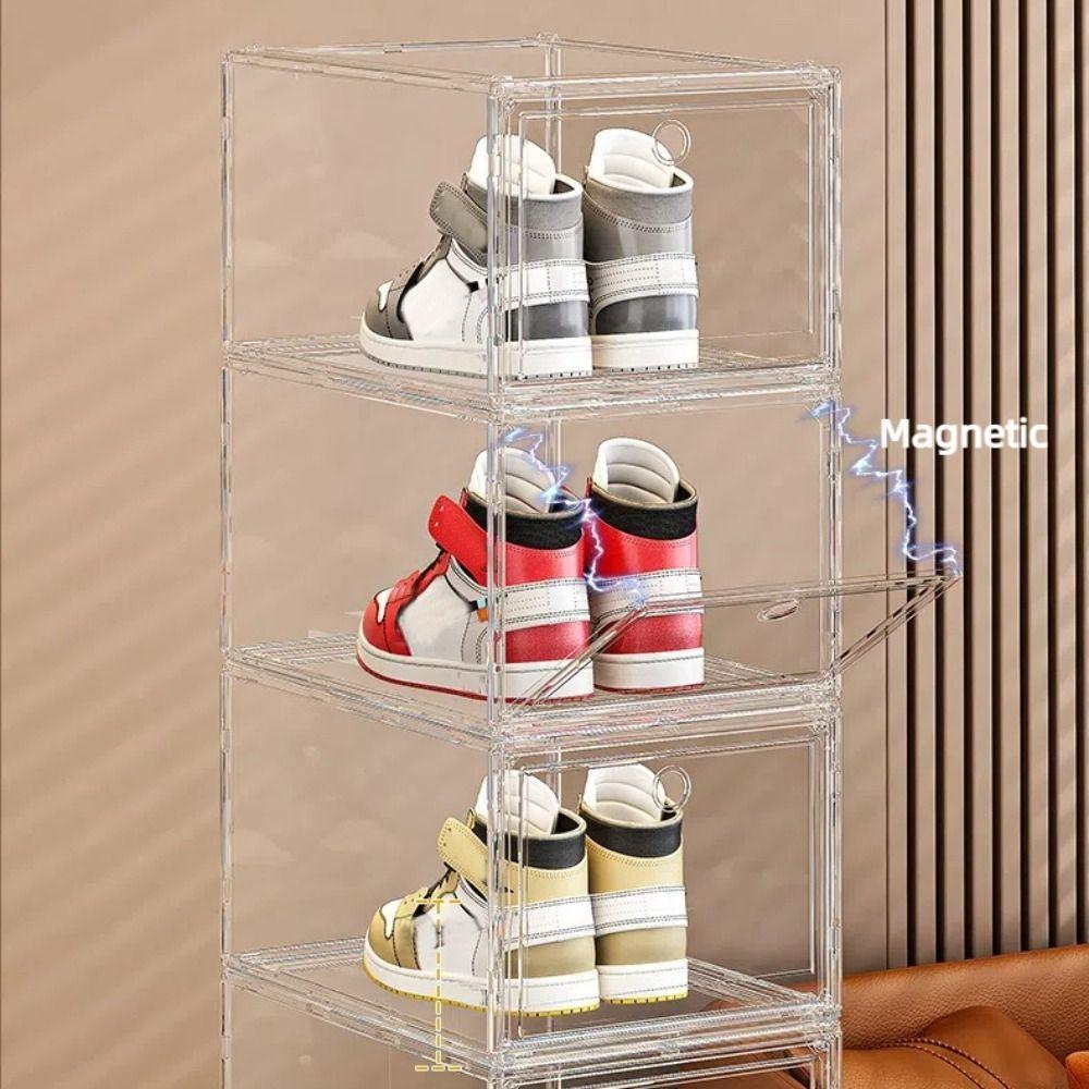 Side-opening Stackable Shoe Cabinet High Transparency Display Shoe Rack New Shoe Box  Home