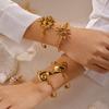 Vacation Style Stainless Steel Cuff Bangle for Women Gold Color Adjustable Conch Octopus Turtle Bracelet Beach Party Jewelry