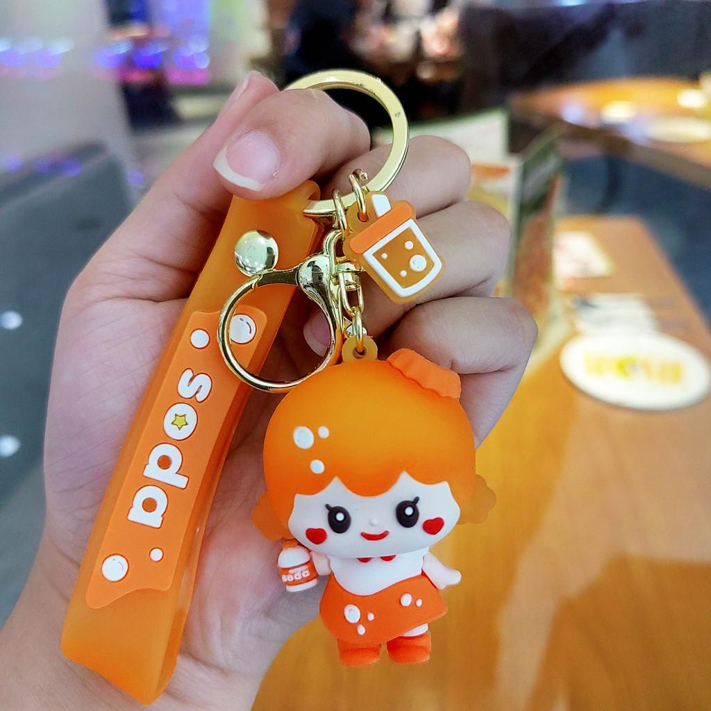 Adorable Cartoon Silicone Keychain Trinket Cute Cat Wolf Keyring For Gifting