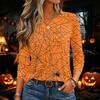 Damen Halloween Print Pullover Top mit langen Ärmeln und Rundhalsausschnitt