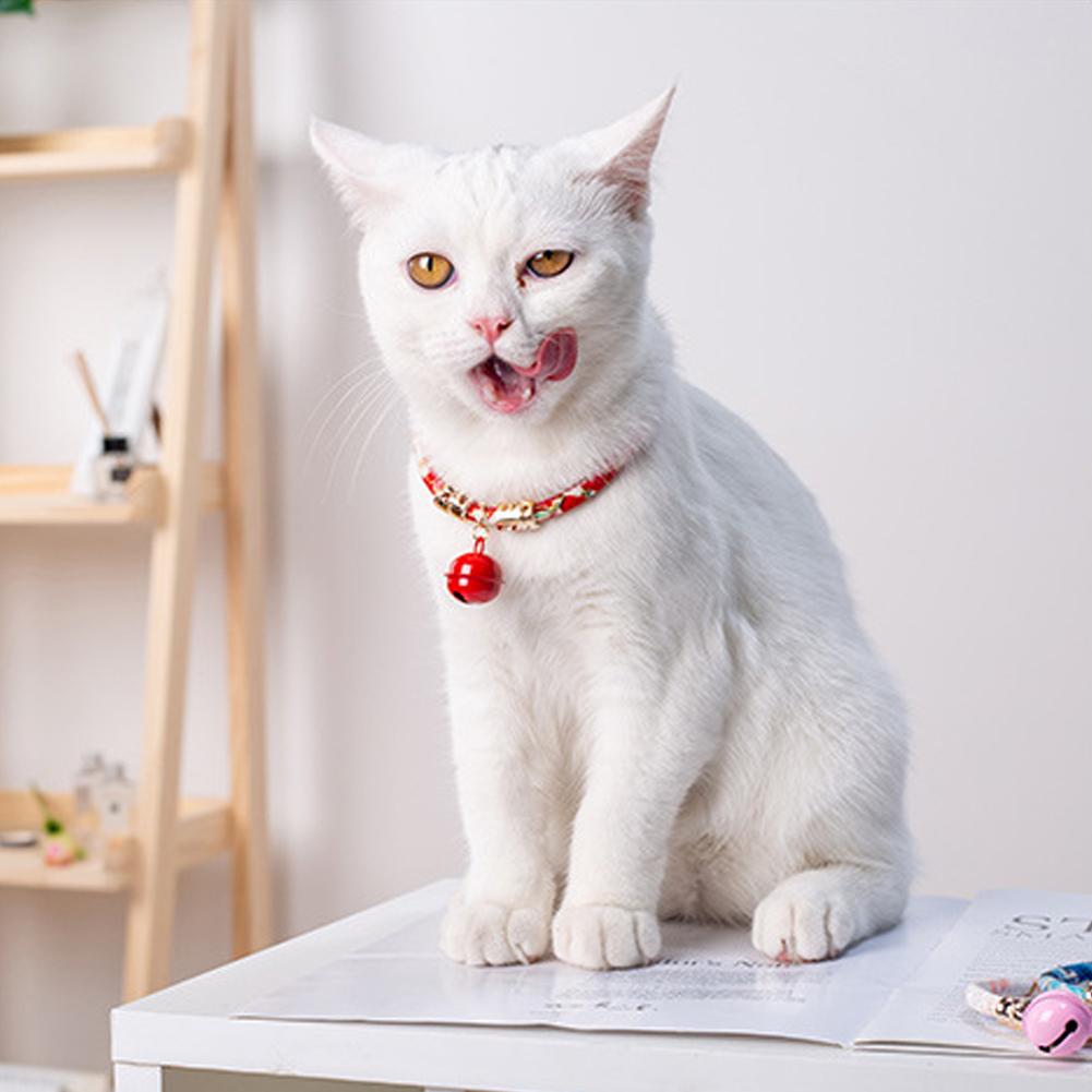 Verstellbares japanisches Haustierhalsband Retro-Stil Katzenhalsring Haustier Katze Hund Zubehör mit Glocke