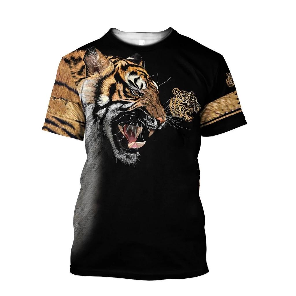 Koszulka Tiger Muay Thai Kick Boxing 3D Print Vintage Training UV Protect Quick Dry Men Women Unisex Krótki rękaw Okrągły dekolt MMA Mix Martial Art