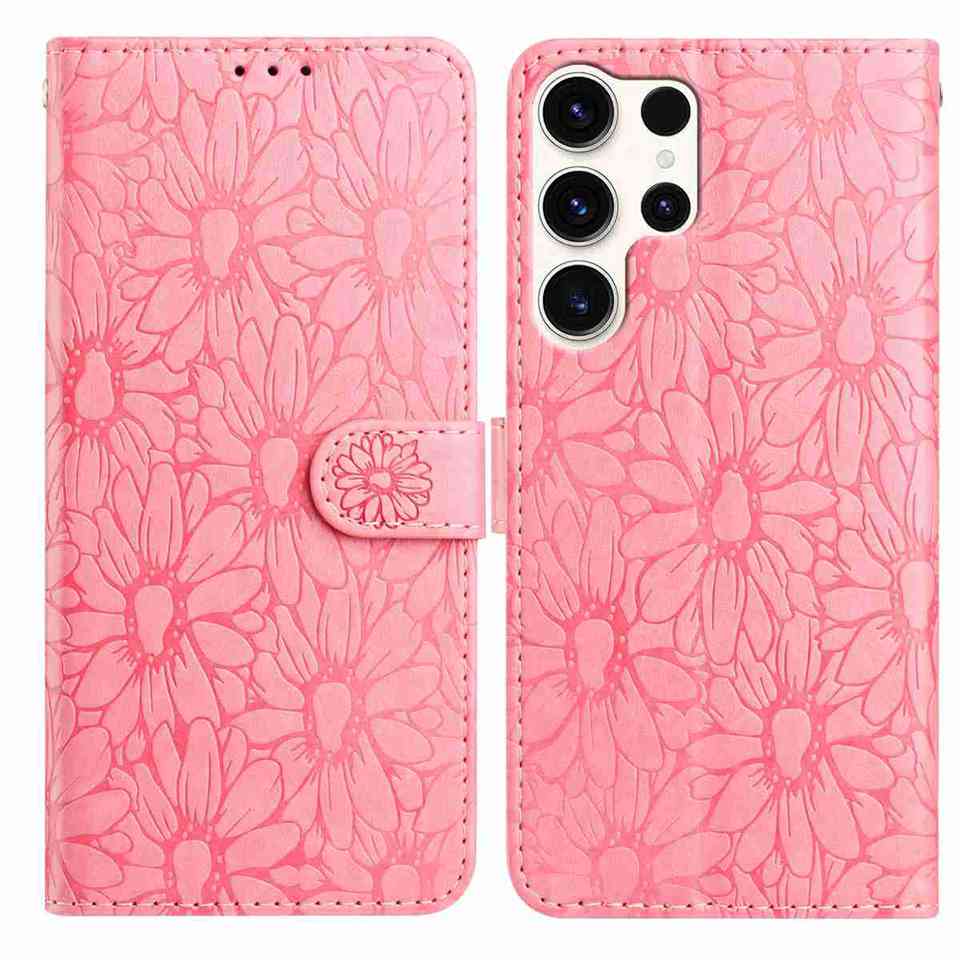 10barevné pouzdro na flip kartu s embosovanou sedmikráskou pro Samsung Galaxy A12 A15 A26 S20-S25...