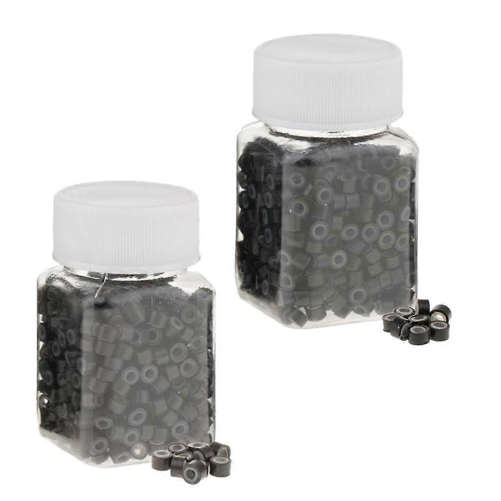 1000 Pieces Silicone Hair Extension Loops Micro Color Ring Beads Brown Black