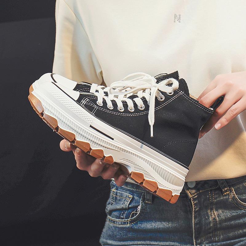 High-top canvas shoes women's platform retro casual women's shoes spring new student cloth shoes heightening shoes 2