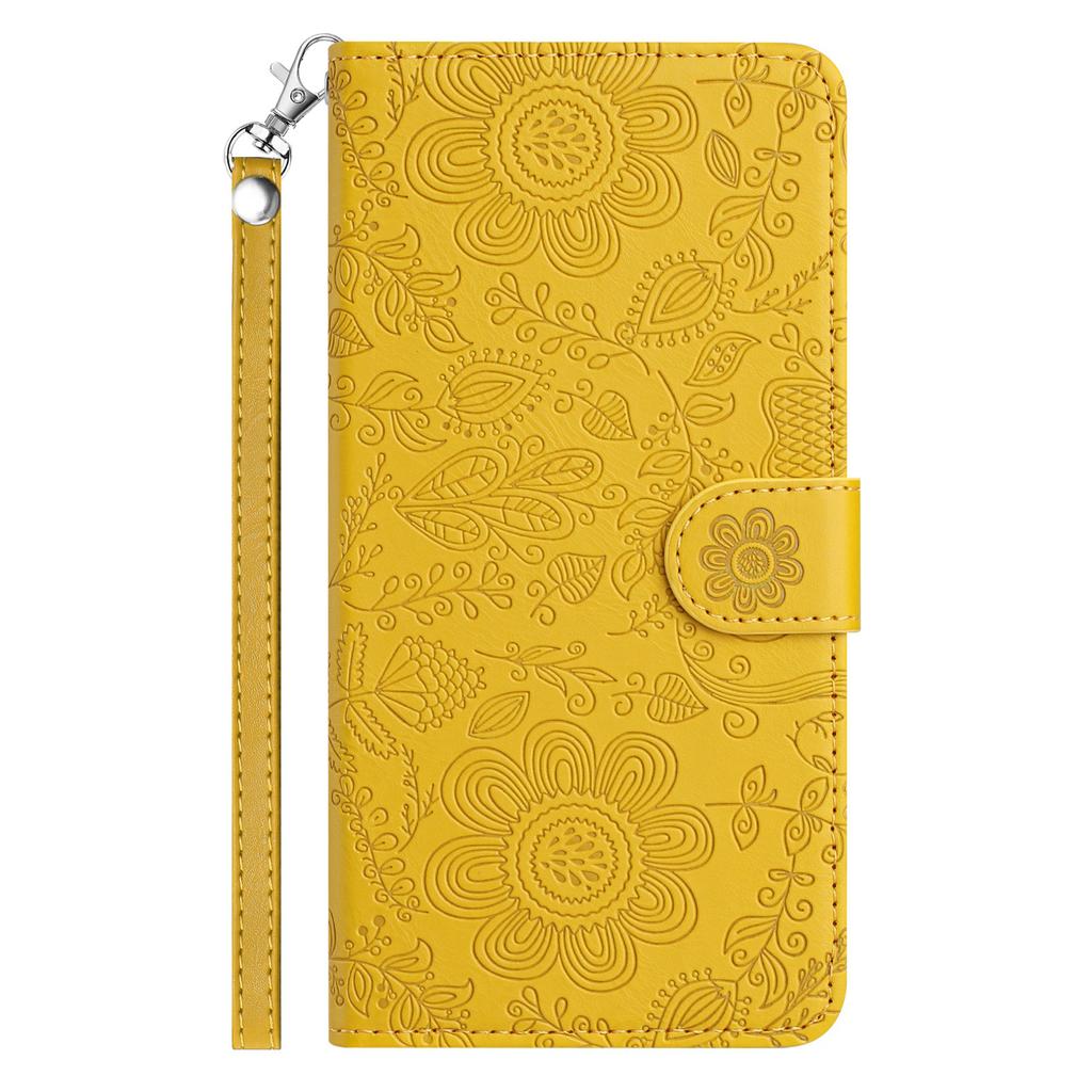 Embossed Flower Flip Wallet Case for iPhone 17 Pro & Samsung S26U - Colorful Floral Leather Cover