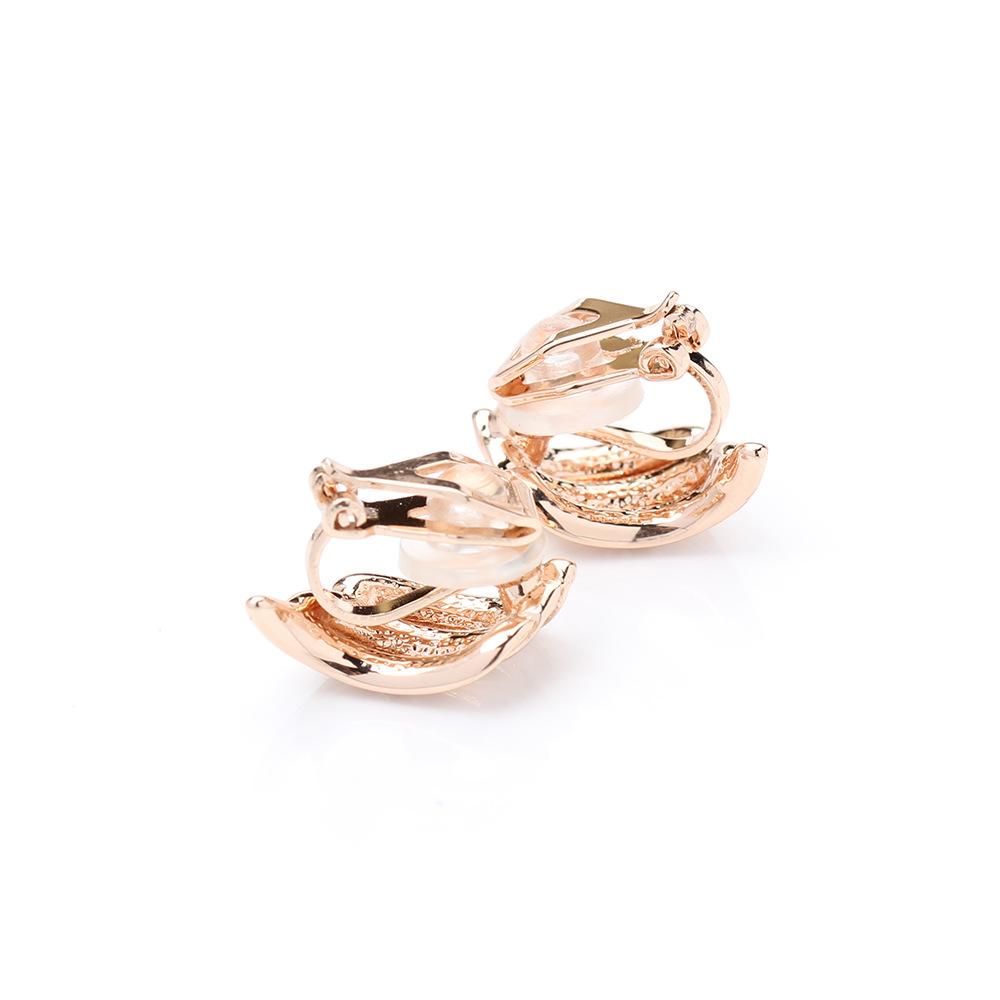 Classic Simple and Versatile Diamond-encrusted Gold and Silver Feather Earrings 925 Silver Needle Earrings Without Ear Piercings, Ear Clips, Earrings