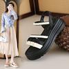 Sandals female summer new elastic band comfortable platform fairy style color matching shoes pearl with skirt beach shoes female
