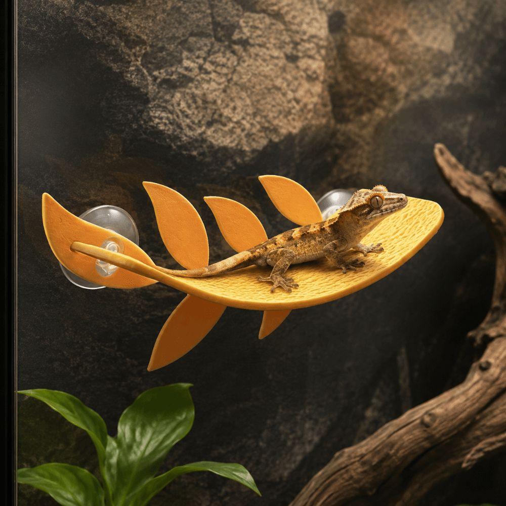Simulated Leaves Shape Lizard Habitat Leaf Suction Cups Basking Rest Terrace Vivarium