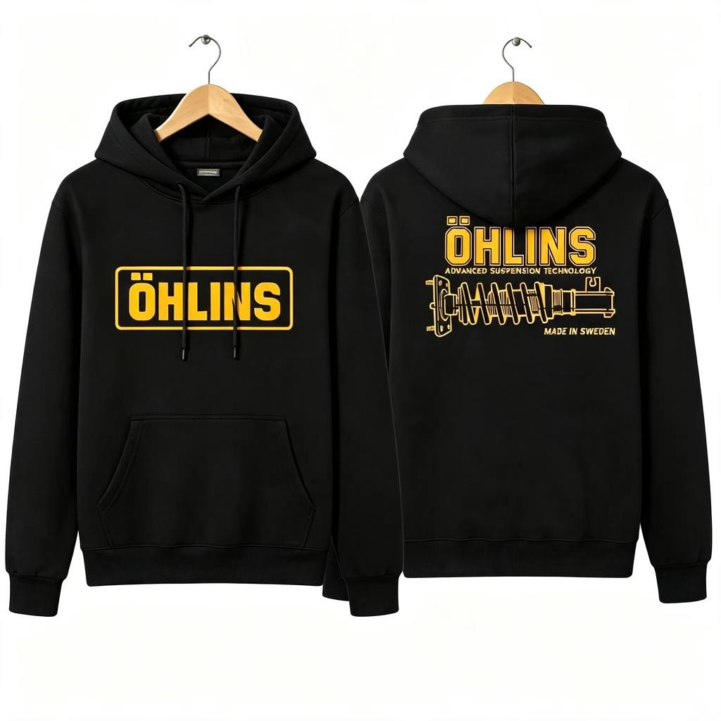 2026 New Unisex Ohlins Hoodie Autumn Winter Streetwear Motorcycle Suspension Double Sided Print Hooded Sweatshirt