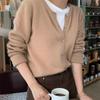2026 Spring/Autumn Women's Korean Style 100% Pure Wool Cardigan - Round Neck, Thin Cashmere Knit Sweater Coat