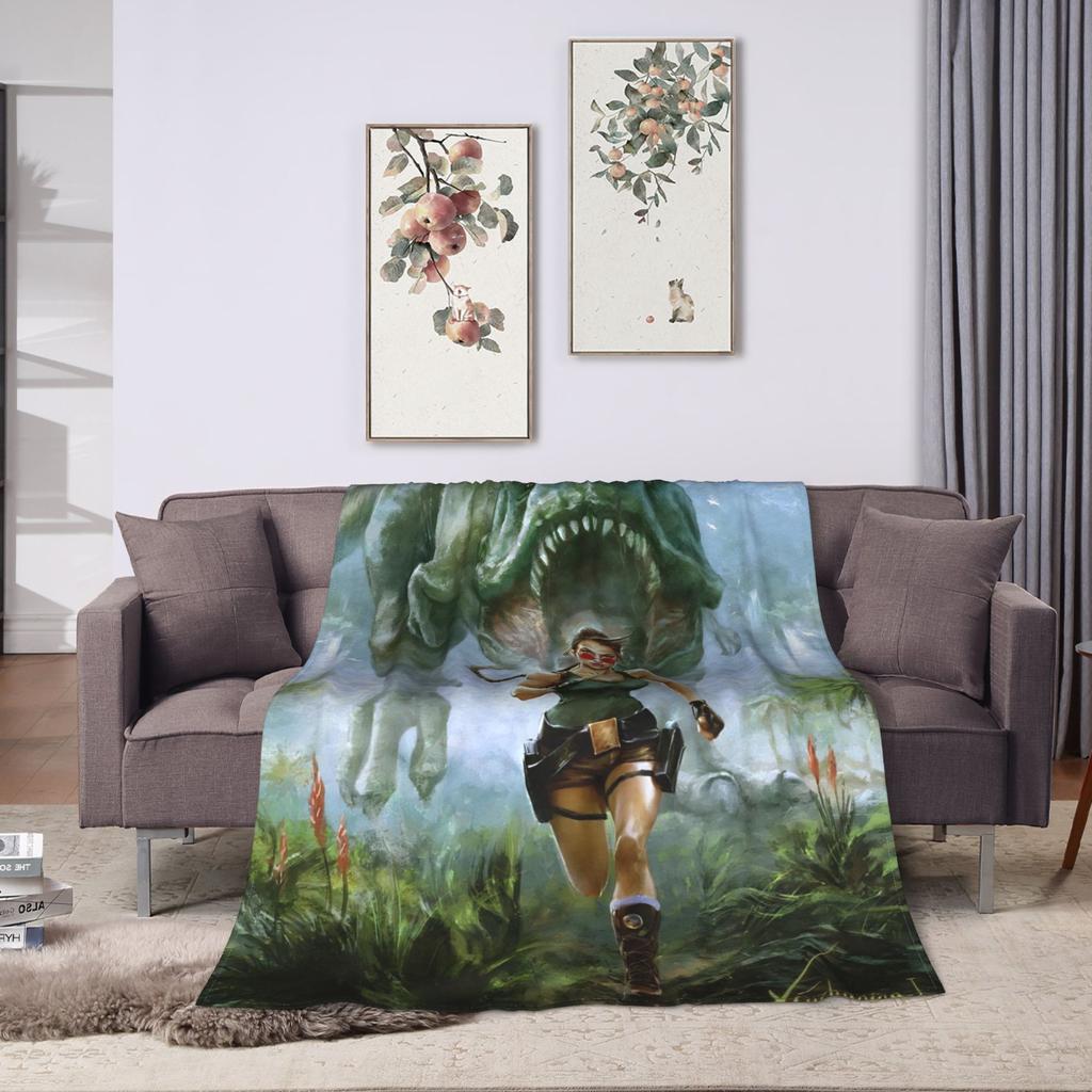 T-Tomb Raiders Plush Blanket Kids Flannel Throw Blanket For Home Decor Soft Custom Quality Bedspread Gift