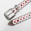 Leren Riem met Aardbeienprint en Strass - Y2K Punk Koppel Modetrend