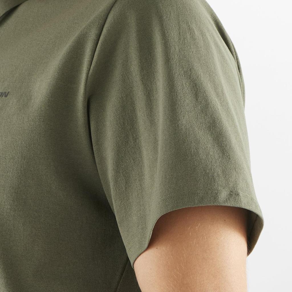 Salomon Trackline Comfortable Soft Breathable Short Sleeve Polo Shirt Men tops Green C24393