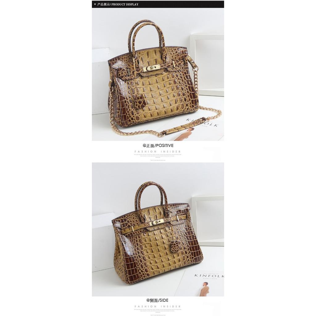 Commercio estero nuova borsa in pelle atmosferica platino borsa a mano con motivo a spina di coccodrillo borsa a spalla singola crossbody alla moda borsa grande da donna