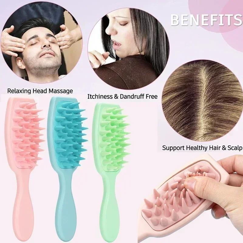 Extended Handle Soft Silicone Shampoo Scalp Hair Massager Hair Washing Comb Shower Brush Bath Spa Massage Brush Wholesale New