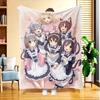 Soft Flannel Throw Blanket With 2D HD Neko Maid Servant Anime Print, Lightweight Warm Decorative Blanket For Bedroom Sofa Travel