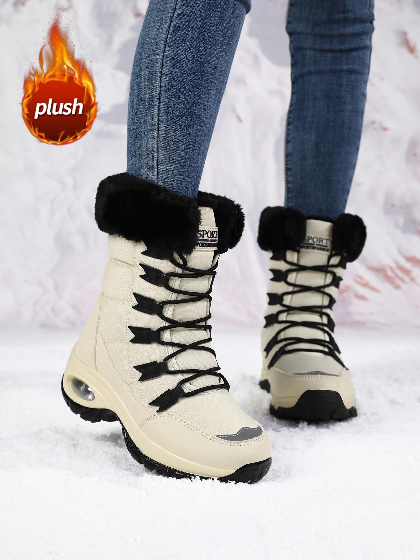 Fashion Women Winter Snow Boots for Waterproof Sneakers Warm Non-slip Boots Outdoor Female Hiking Boots Work Shoes Botas Mujer 36 бежевый