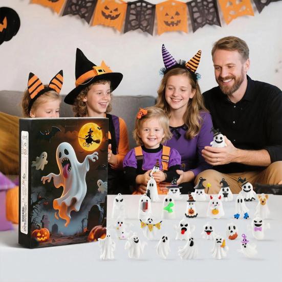 Halloween Adventskalender 2025 24-Tage-Countdown-Kalender mit 24 Sammler-Geist-/Zwerg-Puppen