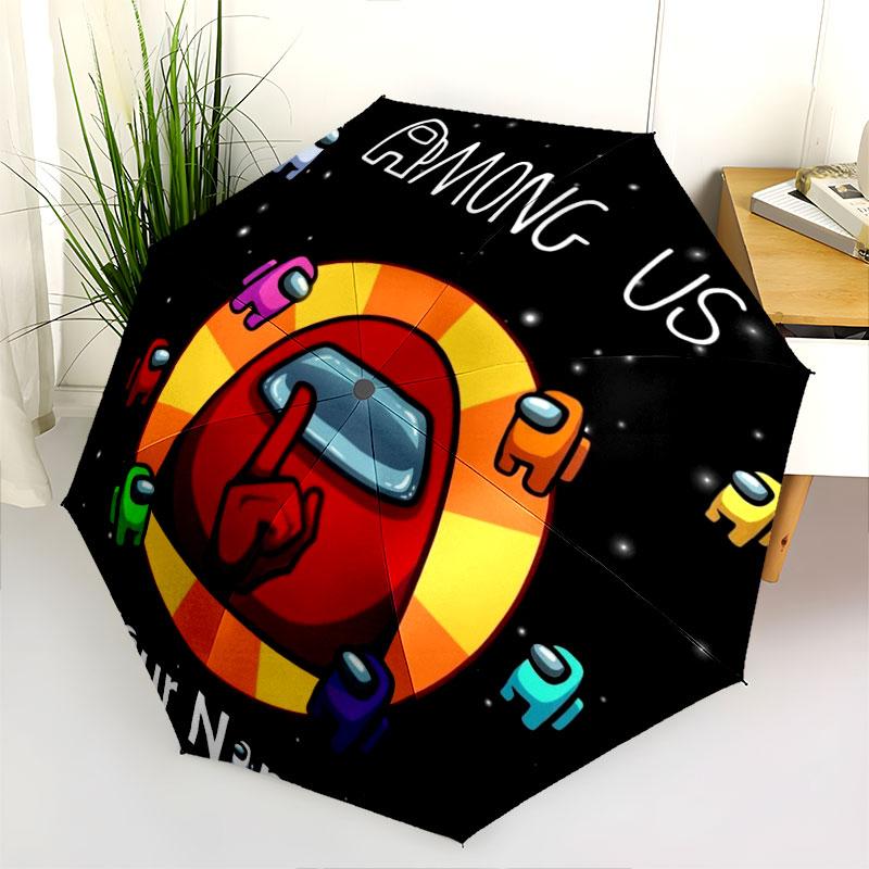 1 PC Automatic Folding Umbrella - Among Us Custom Name Pattern, Portable & Foldable Design with 8 Ribs, Christmas Birthday Gifts
