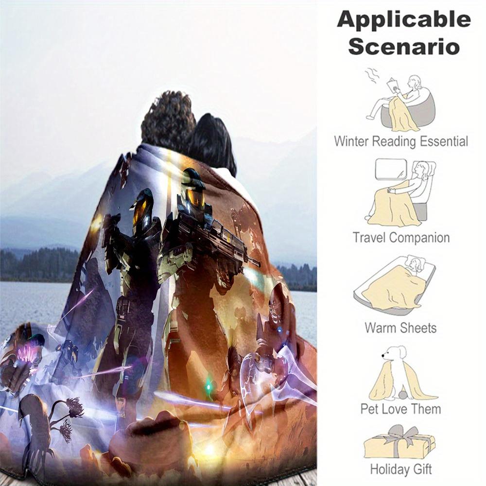 1pc Combat Theme Design Flannel Blanket - 3D Printed Soft Warm, All-Season Lightweight Throw for Camping Travel Bed-080723
