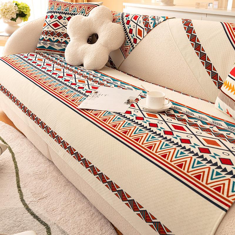 Sofa-Kissen im nordischen Stil Vier Jahreszeiten Universal Rutschfester Bezug Bezug All-Inclusive Sitzkissenbezug Handtuch Einfach Verdickt Universal