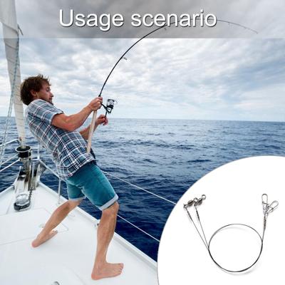 2Pcs Fishing Wire Leader Titanium Fishing Line Leader Fishing Accessories with Swivels and Snap Wire Fishing Leaders