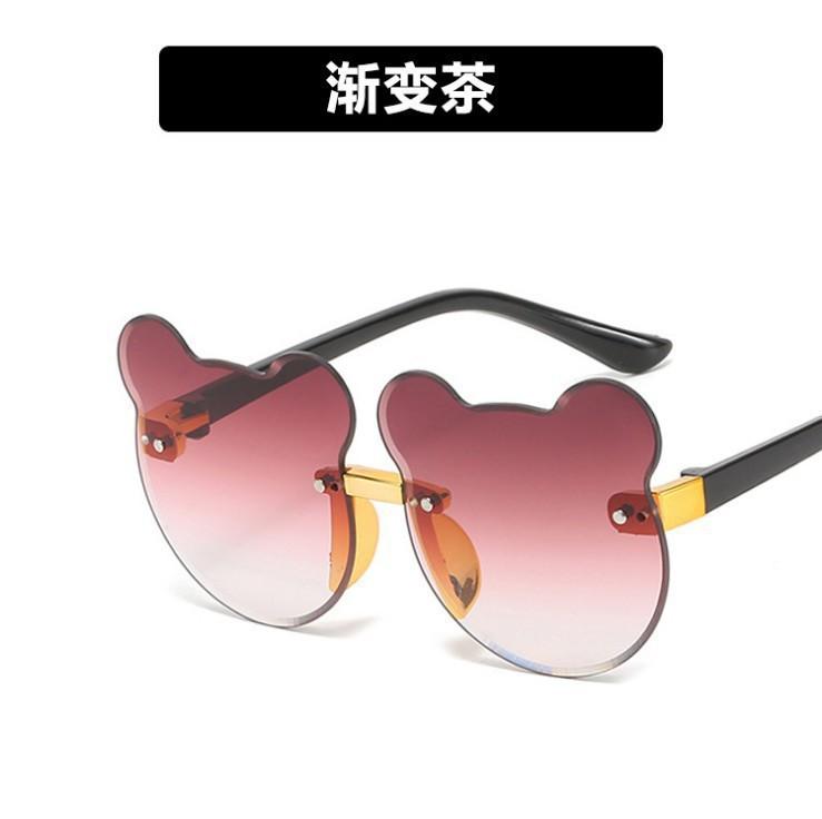 Fashion Summer Outdoor Travel Skiing Sunglasses Cartoon Bear Sunglassess for Boy Girl Children Rimless Casual Sunglasses UV400