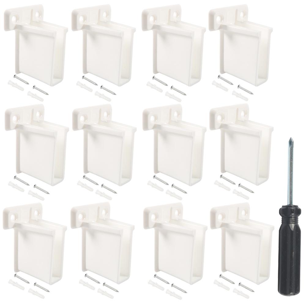 12pcs Wire Shelf End Bracket White Plastic Closet Shelves Brackets with Screws