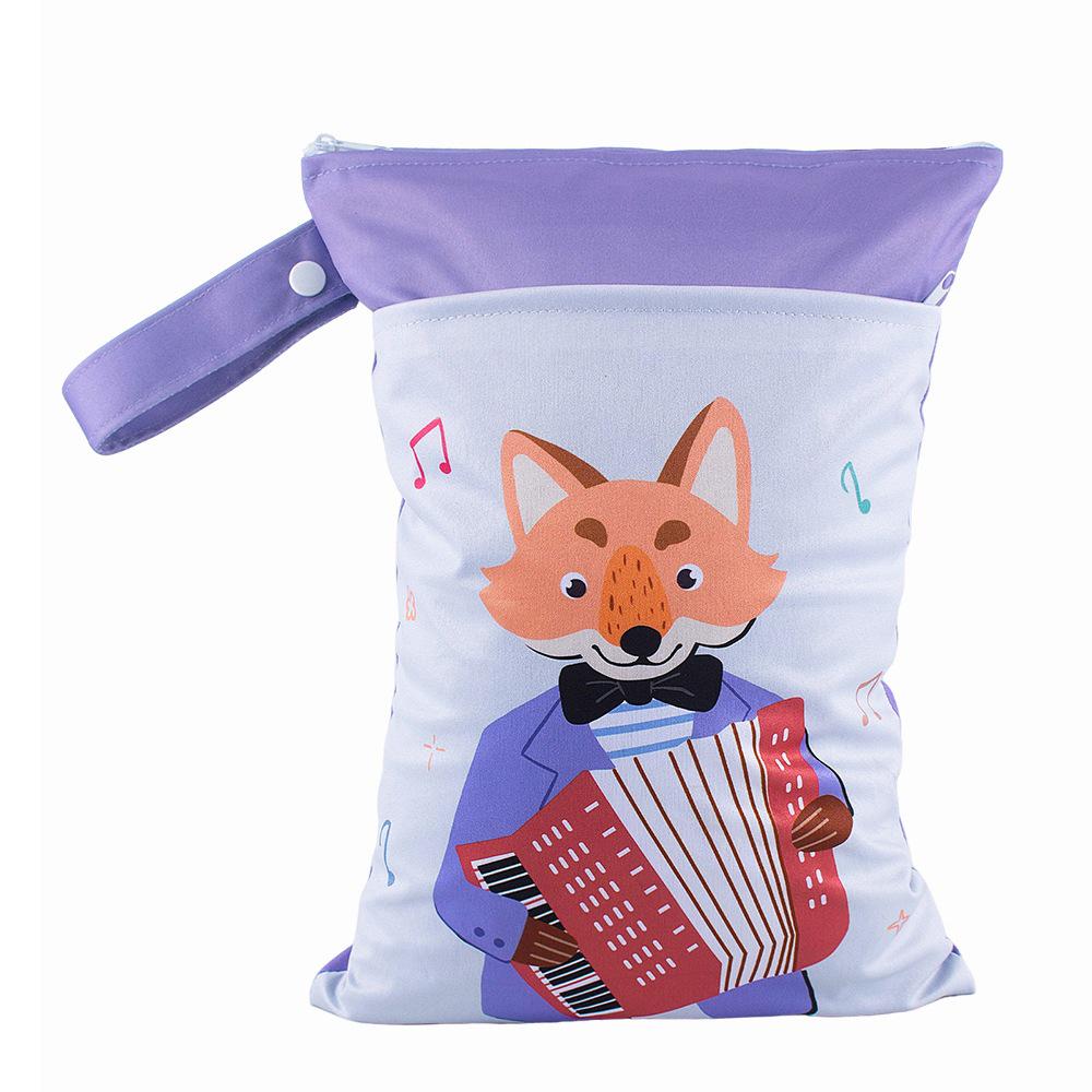 Cross-border Cartoon Print Hanging Baby Storage Bag, Reusable Diaper Bag with Wet/Dry Separation, Double-layer.