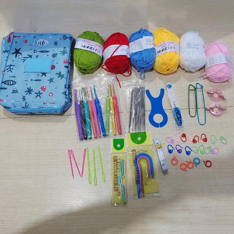 Novice Crochet Kits Portable Hand Diy Knitting Tools Crochet Hooks Kits With Storage Bag Yarn Weave Knitting Needles Set Weaving