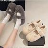 Fashion Women Fur Internal Increase 5CM Flat Shoes Winter Warm Plush Mary Jane Shoes Elegant Woman Soft Soled Bowknot Shoes