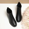 Winter Medium Heel Women's Short Boots Black Velvet Work Shoes Thick Heel, Martin Boots Professional Women's Shoes Soft Leather Cotton Shoes
