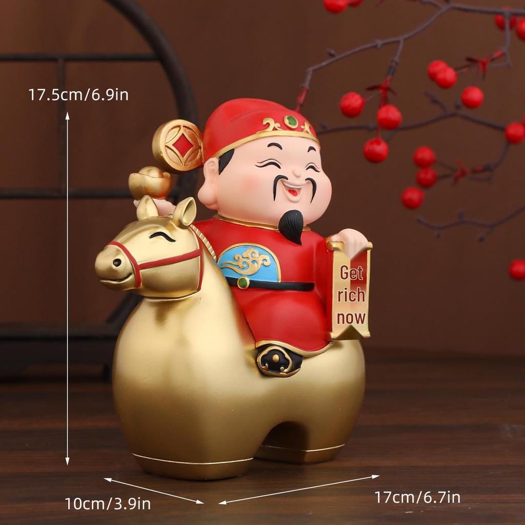 2026 Year of the Horse Wealth-Attracting Fortune God Figurine for Home and Office Decor
