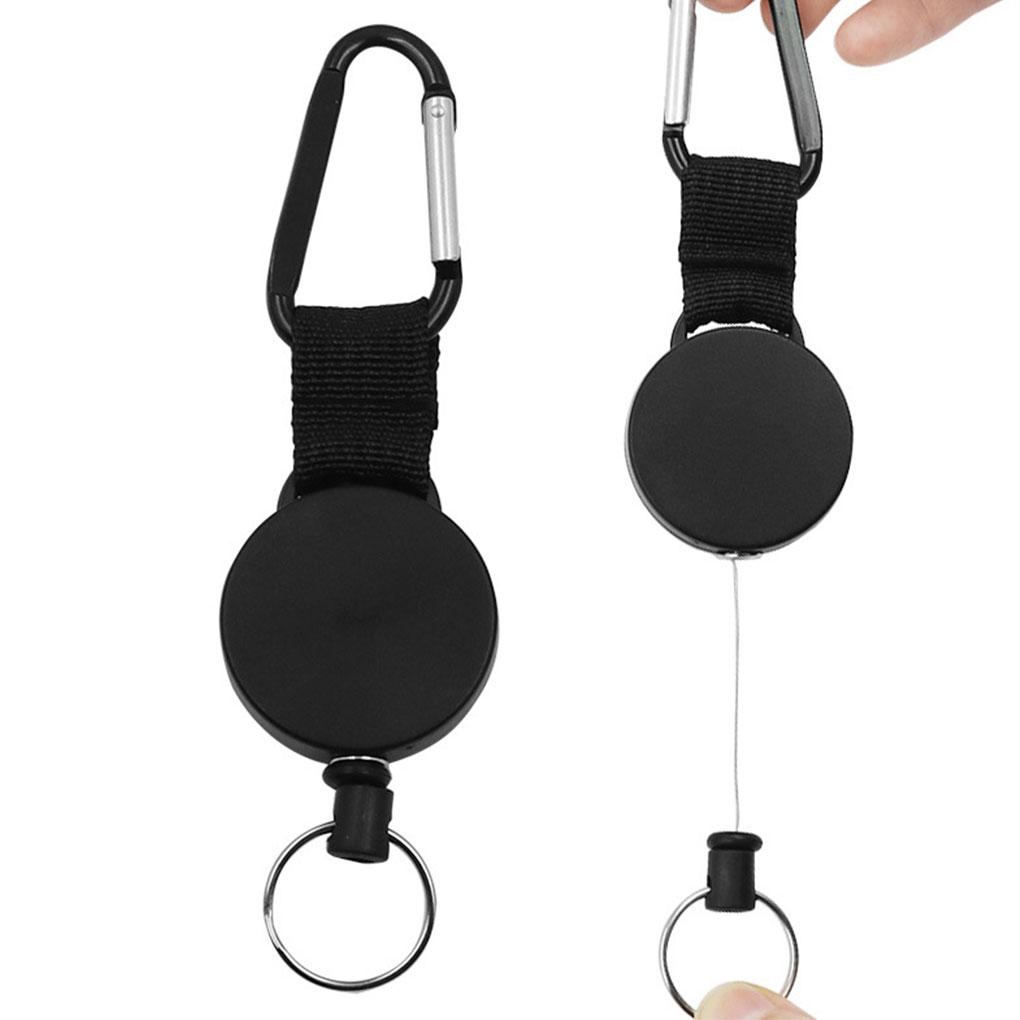 Wire Rope Buckle ABS Anti-theft Security Camping Ring Carabiner Outdoor Black Students with Tools Retractable Climb King