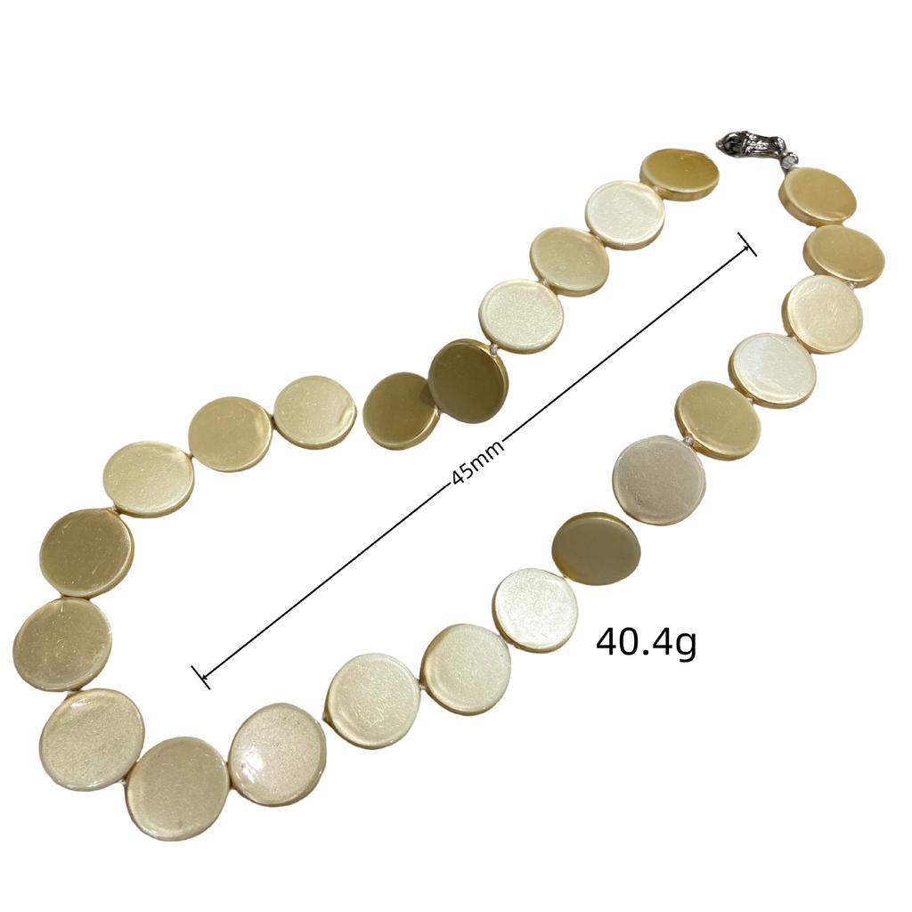 Simple Niche Diameter 18 Natural Shell Disc Necklace Women, Vacation Beach Wind Versatile Collarbone Chain Accessories