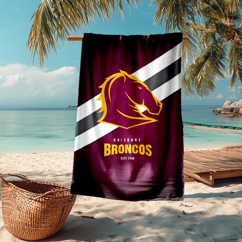 Brisbane Broncos Fashion Beach Towel: Ideal for Summer Adventures, Soft, absorbent and quick drying, suitable for swimming and bathing