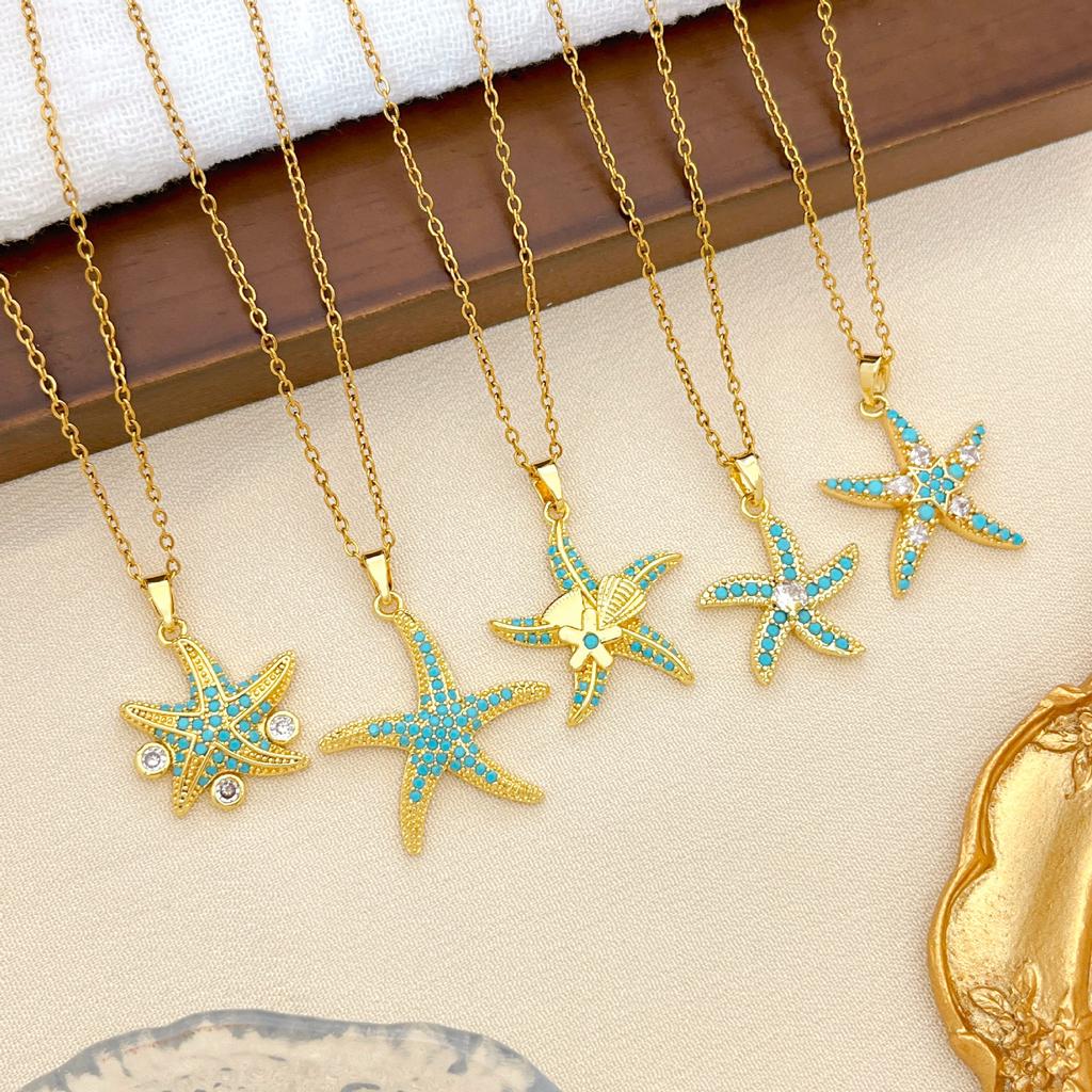 Necklace Ocean Wave Sea Star Oyster Necklace Accessory Women's Simple Design Accessory