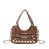 2025 spring new rivet bag Korean version of fashion shoulder bag niche versatile women's trend messenger underarm bag pu