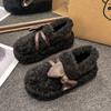 Fashion Women's Thick Flat Shoes Winter New Round Head Deep Mouth Suede Butterfly Knot Anti-slip Wear-resistant Cotton Shoes