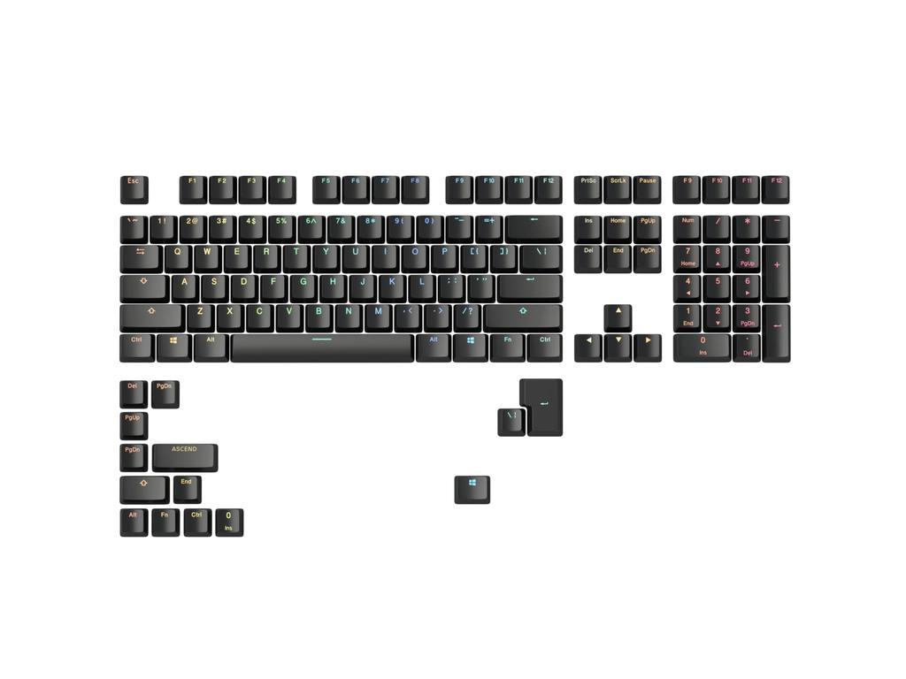 Glorious GMMK ABS Doubleshot V2 USA Base Kit - Black 123 Keycap Set for Mechanical Keyboards GLO-KC-ABS-USKIT-B KB686