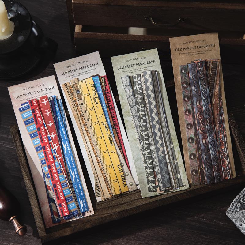 Retro Long Strip Journal Stickers: Beautiful Day Series for DIY Collage & Decoration