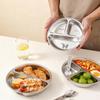 3 Compartment Cute Round Children Food Plate 304 Stainless Steel Divided Dinner Plate Fruit Salad Plates Dishes Dishwasher Safe