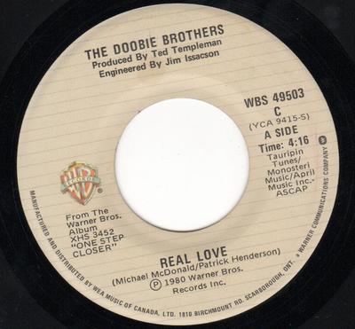 Płyta 7-calowa DOOBIE BROTHERS - Real Love WBS49503 Warner Bros. Re 1980 Kanada Rock Używany