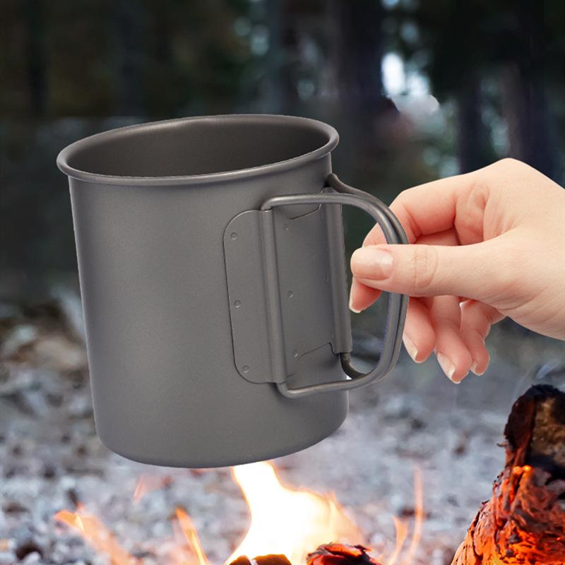 Widesea 375ML Titan Camping-Kaffeebecher - Leichtes, tragbares Geschirr