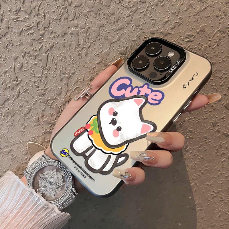 Cute West Highland Dog Cartoon Matte Phone Case, Kawaii Aesthetic Shockproof Soft Protective Cover for iPhone