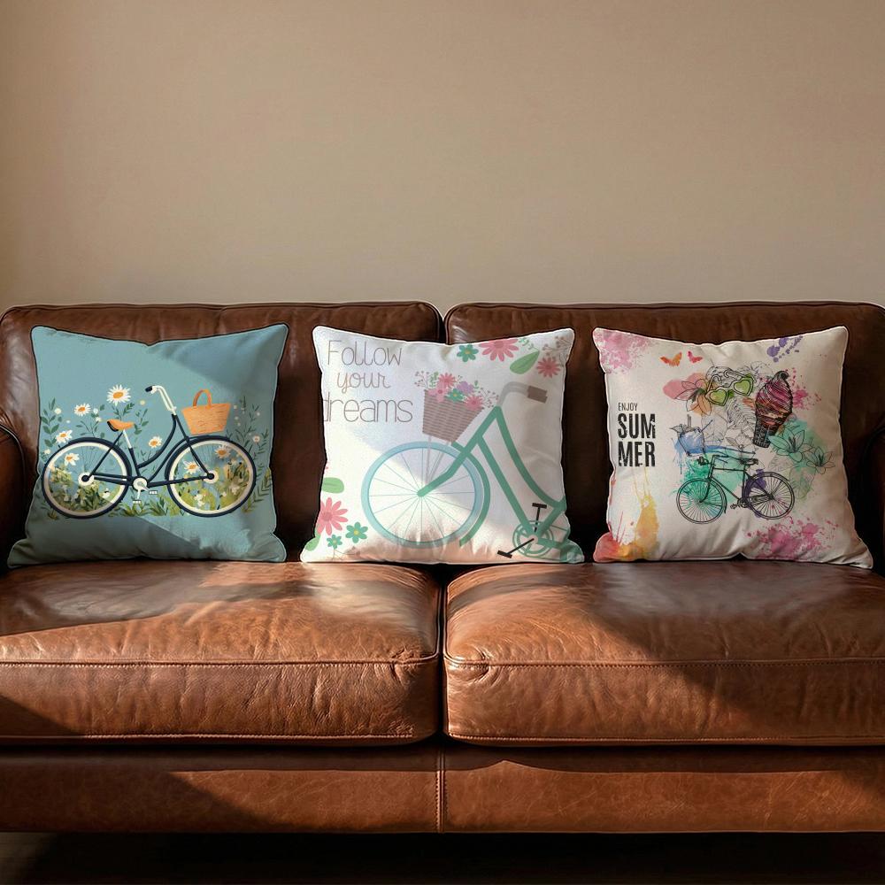 Country Flower Bicycle Cushion Cover Soft Reversible  Durable Pillow Cover  MultiScene Use for Home  Car Daily Comfort