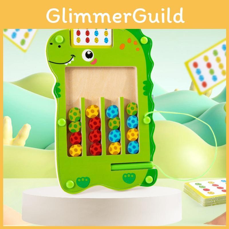 Green Wooden Dinosaur Color Walking Game Board Children Puzzle Toy Gift For